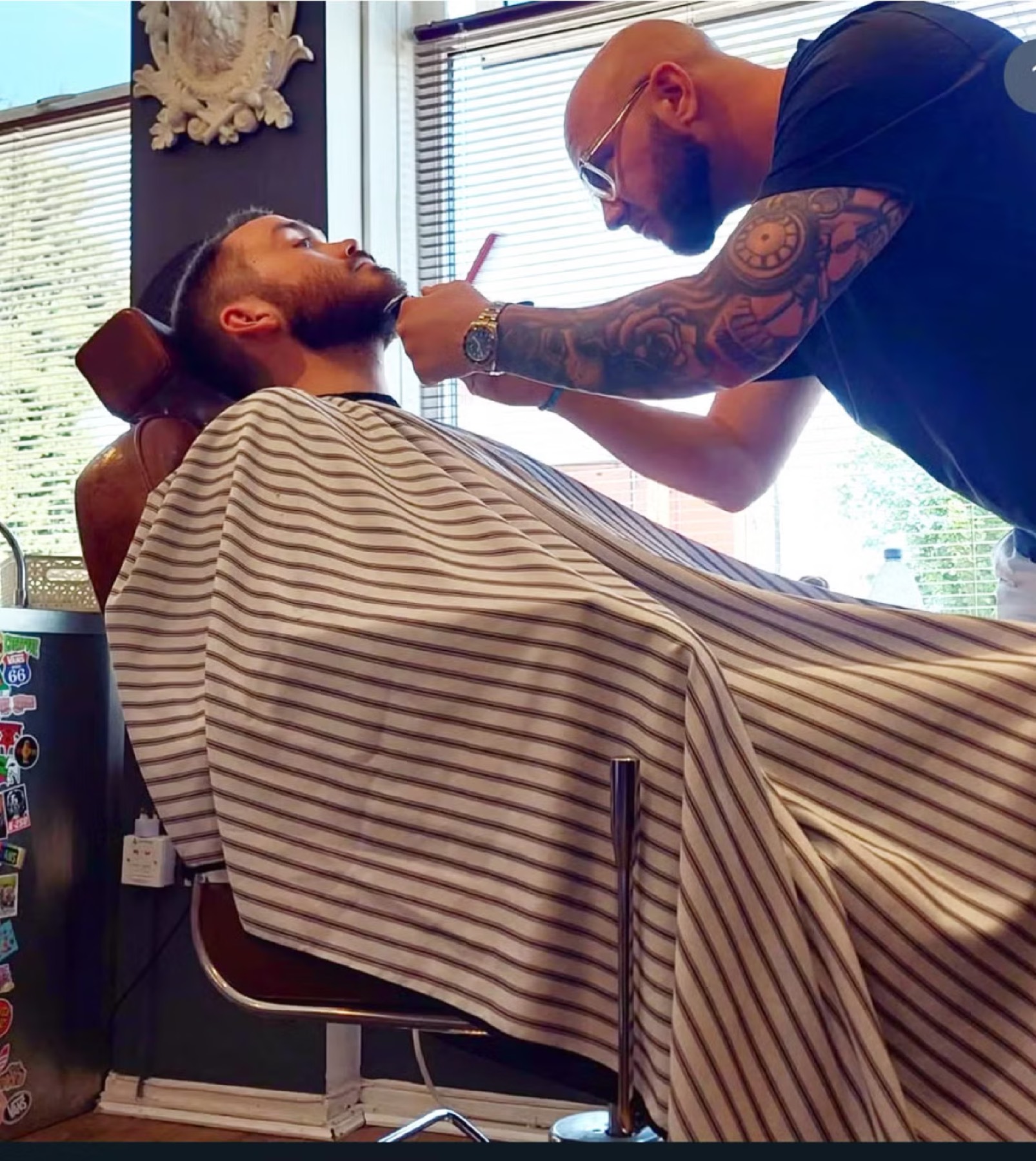 Detailed beard work and close-up craftsmanship